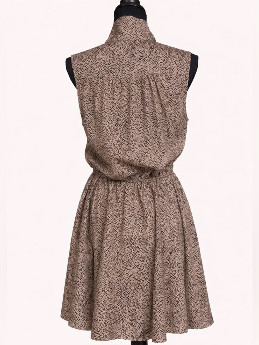 Velvet Heart Sleeveless Tie Neck Mini Dress Taupe Print Size L - Picture 3 of 9